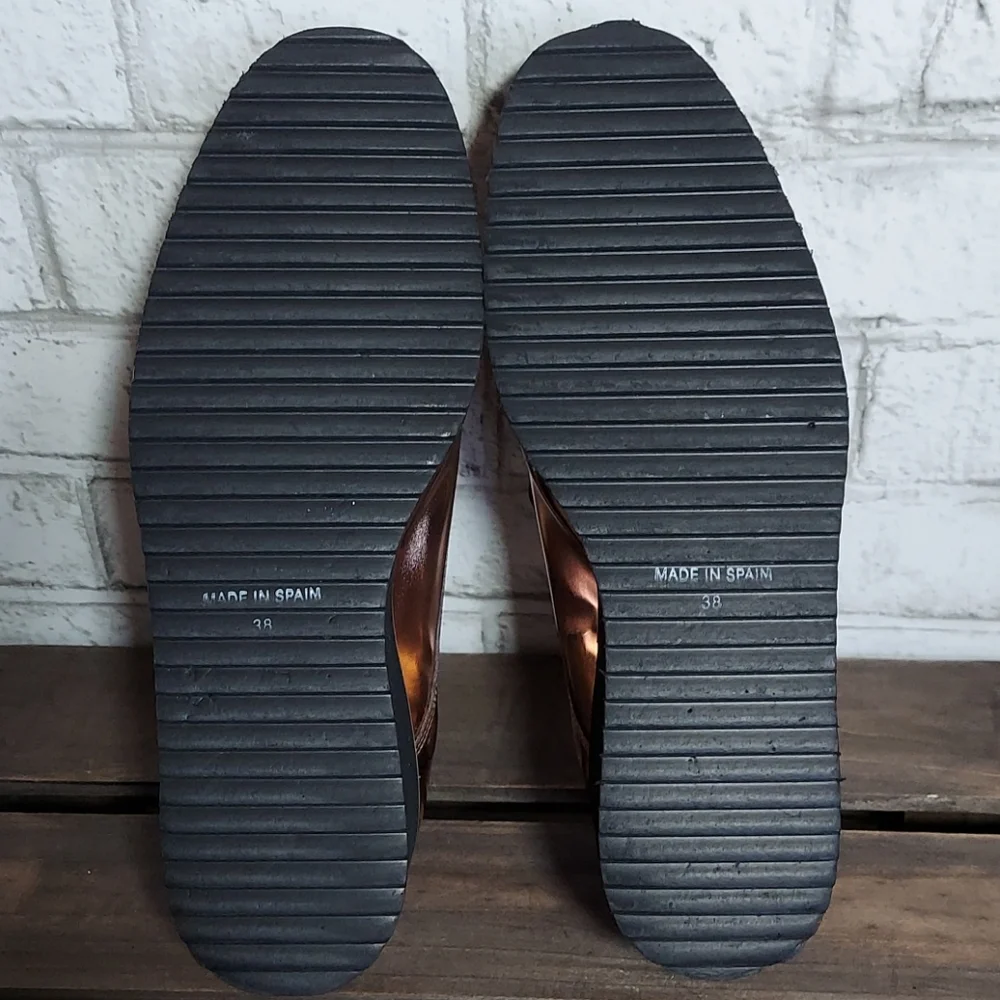 Shelly's London rose gold metallic platform loafer